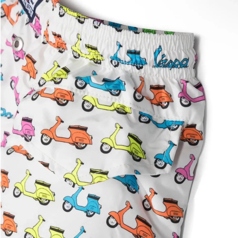 MC2 Saint Barth Boys Lightweight Fabric Swim Shorts Jean Lighting w/ Vespa Print - Picture 15 of 15